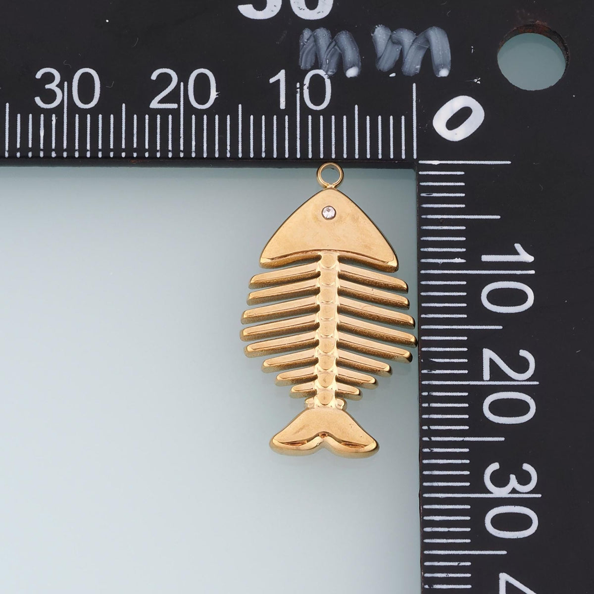 CZ Fish Bone Pendant,14K Gold Fish Skeleton Charm DIY Charm for Necklace Bracelet Making