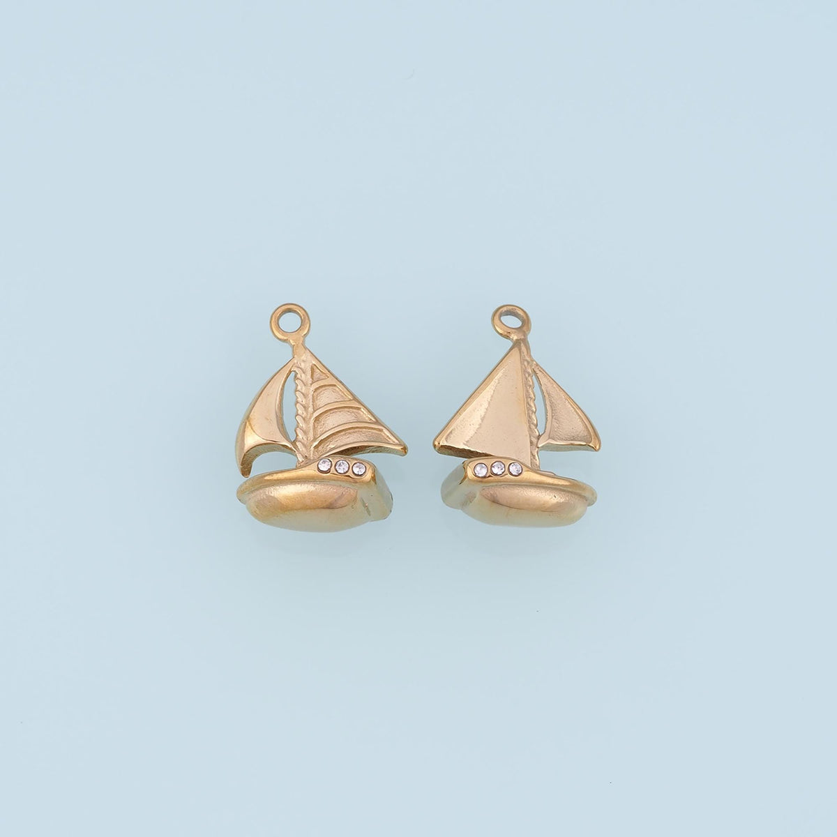 CZ Sailboat Pendant,14K Gold Ocean Nautical Charm DIY Charm for Necklace Bracelet Making