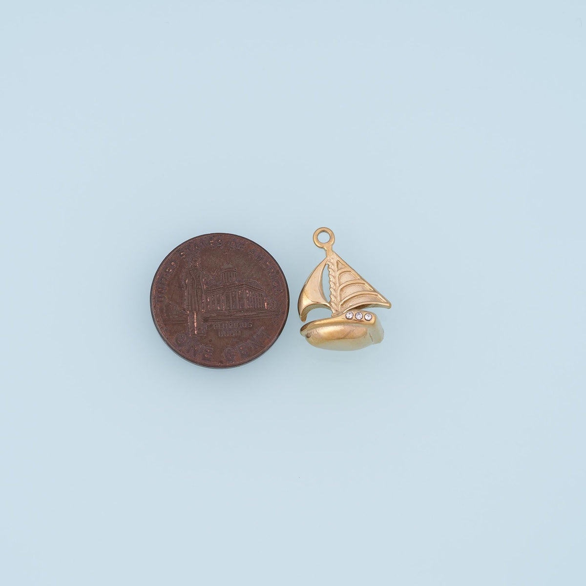 CZ Sailboat Pendant,14K Gold Ocean Nautical Charm DIY Charm for Necklace Bracelet Making