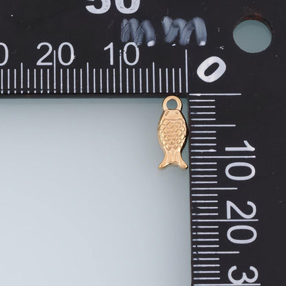 Fish Pendant,14K Gold Ocean Animal Charm DIY Charm for Necklace Bracelet Making