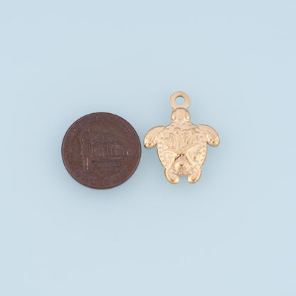 Sea Turtle Pendant,14K Gold Natural Marine Style Charm DIY Charm for Necklace Bracelet Making
