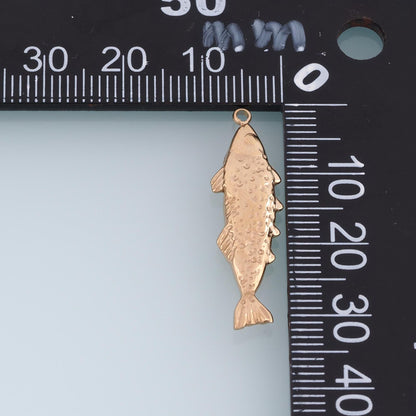 Salmon Pendant,14K Gold Ocean Animal Charm DIY Charm for Necklace Bracelet Making
