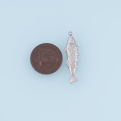 Salmon Pendant,14K Gold Ocean Animal Charm DIY Charm for Necklace Bracelet Making