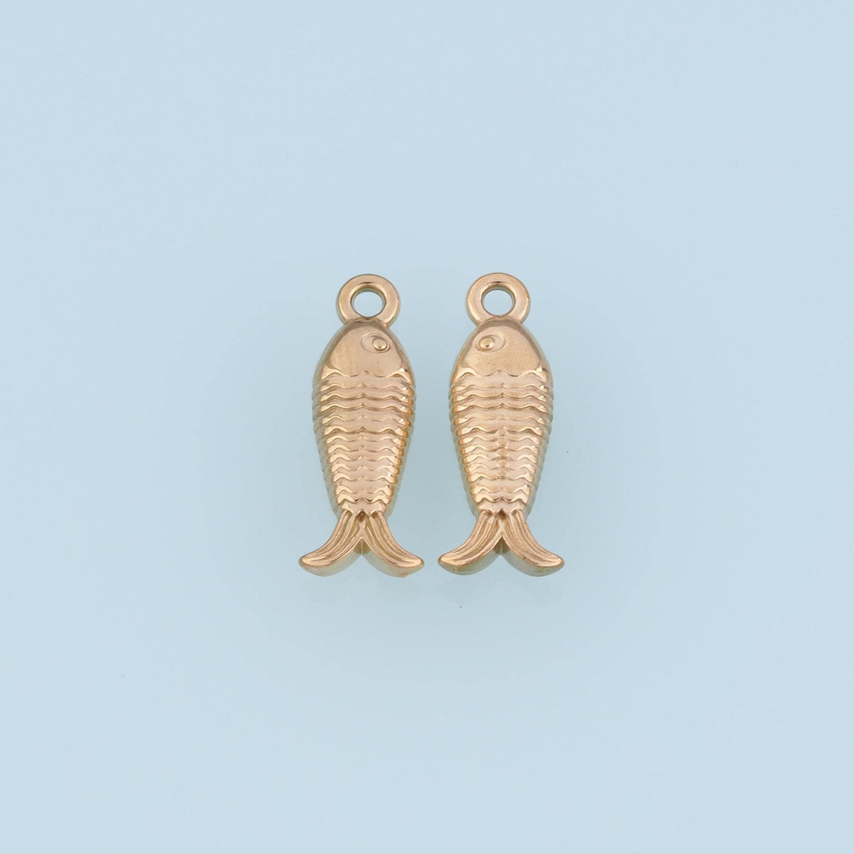 Fish Bone Texture Fish Pendant,14K Gold Ocean Animal Charm DIY Charm for Necklace Bracelet Making