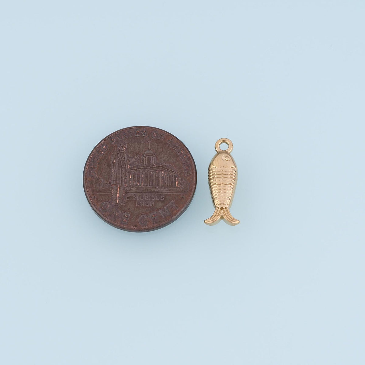 Fish Bone Texture Fish Pendant,14K Gold Ocean Animal Charm DIY Charm for Necklace Bracelet Making