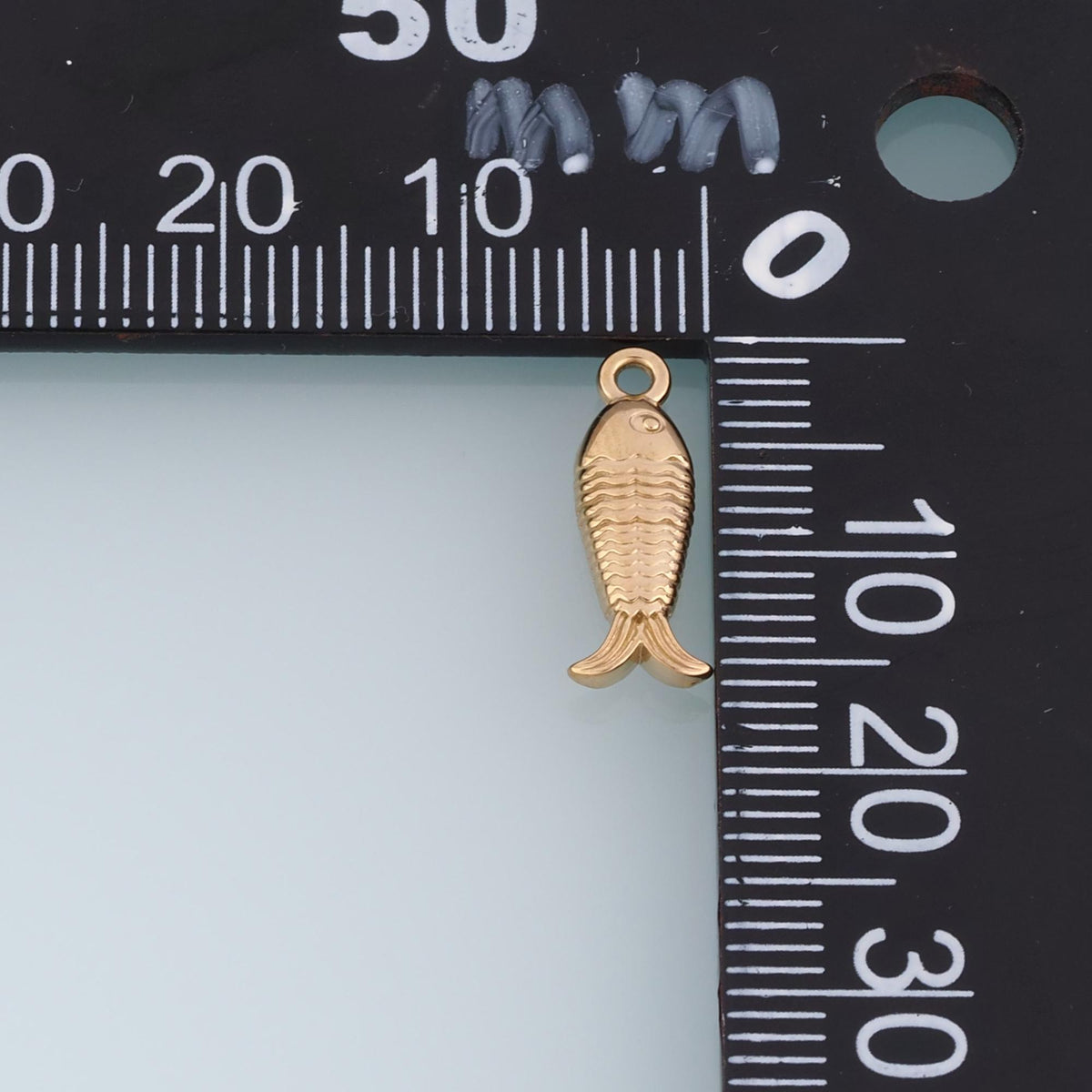 Fish Bone Texture Fish Pendant,14K Gold Ocean Animal Charm DIY Charm for Necklace Bracelet Making