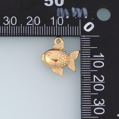 Bubble Goldfish Pendant,14K Gold Cute Pets Charm DIY Charm for Necklace Bracelet Making
