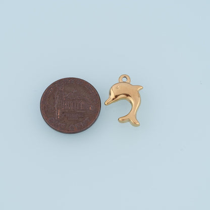 Dolphin Pendant,14K Gold Ocean Animal Charm DIY Charm for Necklace Bracelet Making