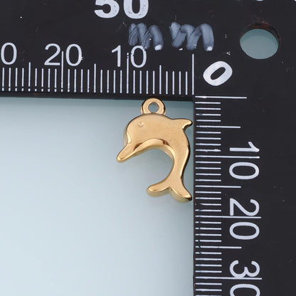 Dolphin Pendant,14K Gold Ocean Animal Charm DIY Charm for Necklace Bracelet Making