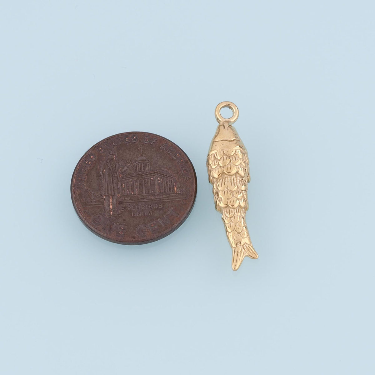 Koi Fish Pendant,14K Gold Good Luck Koi Charm DIY Charm for Necklace Bracelet Making