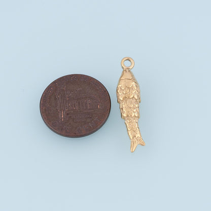 Koi Fish Pendant,14K Gold Good Luck Koi Charm DIY Charm for Necklace Bracelet Making