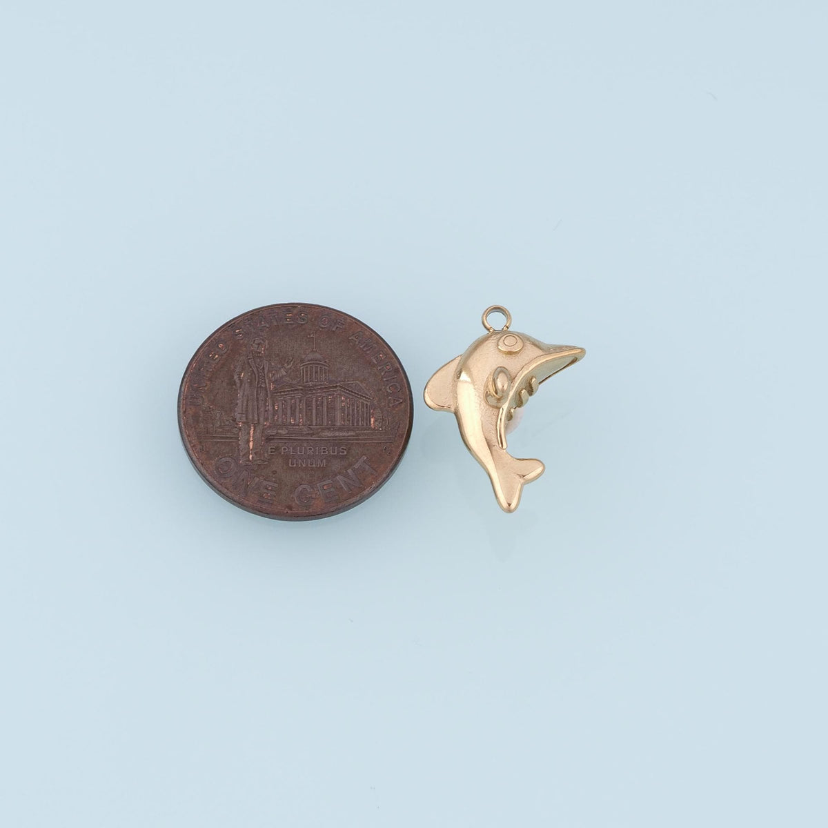 Dolphin Pendant,14K Gold Cartoon Style Charm DIY Charm for Necklace Bracelet Making