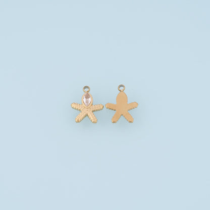 CZ Starfish Pendant,14K Gold Ocean Animal Charm DIY Charm for Necklace Bracelet Making