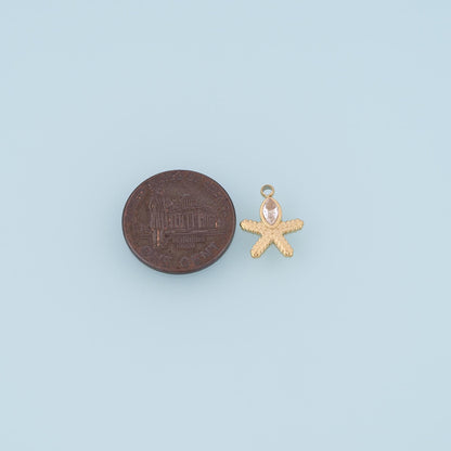 CZ Starfish Pendant,14K Gold Ocean Animal Charm DIY Charm for Necklace Bracelet Making