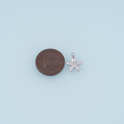 CZ Starfish Pendant,14K Gold Ocean Animal Charm DIY Charm for Necklace Bracelet Making