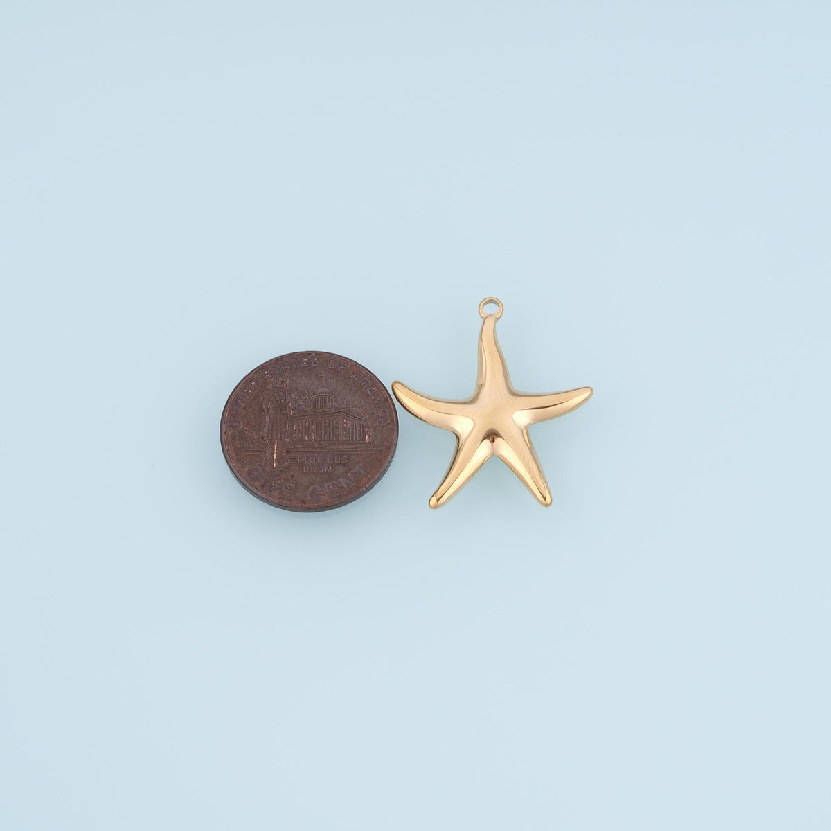 Smooth Surface Starfish Pendant,14K Gold Summer Beach Charm DIY Charm for Necklace Bracelet Making