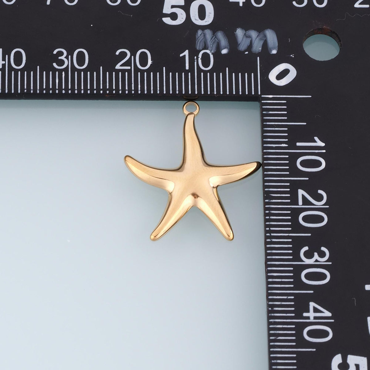 Smooth Surface Starfish Pendant,14K Gold Summer Beach Charm DIY Charm for Necklace Bracelet Making
