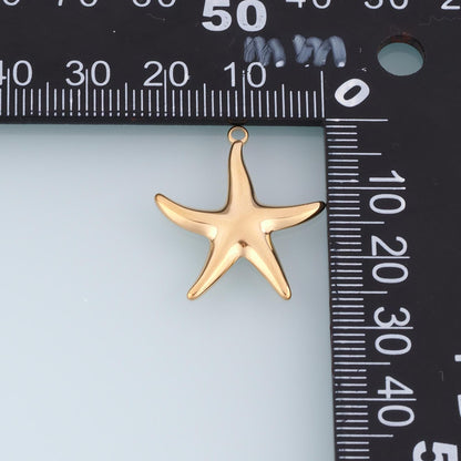 Smooth Surface Starfish Pendant,14K Gold Summer Beach Charm DIY Charm for Necklace Bracelet Making