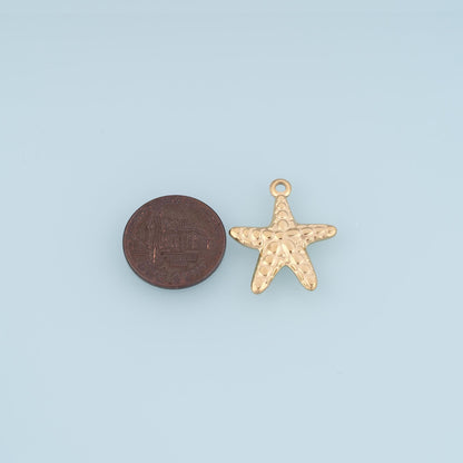 Fish-Scale Starfish Pendant,14K Gold Minimalist Charm DIY Charm for Necklace Bracelet Making