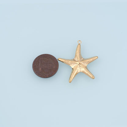 Hammered Texture Starfish Pendant,14K Gold Minimalist Charm DIY Charm for Necklace Bracelet Making