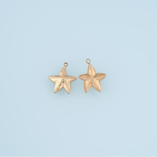 Serrated Pattern Starfish Pendant,14K Gold Minimalist Charm DIY Charm for Necklace Bracelet Making
