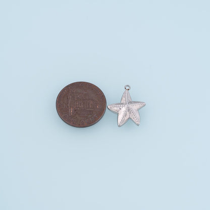 Serrated Pattern Starfish Pendant,14K Gold Minimalist Charm DIY Charm for Necklace Bracelet Making