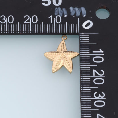 Serrated Pattern Starfish Pendant,14K Gold Minimalist Charm DIY Charm for Necklace Bracelet Making