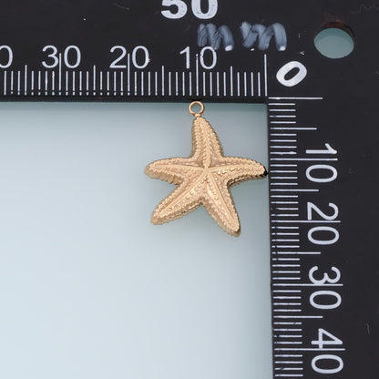 Deep Sea Texture Starfish Pendant,14K Gold Minimalist Charm DIY Charm for Necklace Bracelet Making
