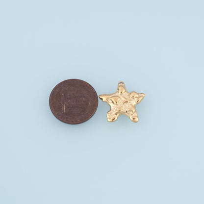 Texture Mini Starfish Pendant,14K Gold Minimalist Charm DIY Charm for Necklace Bracelet Making