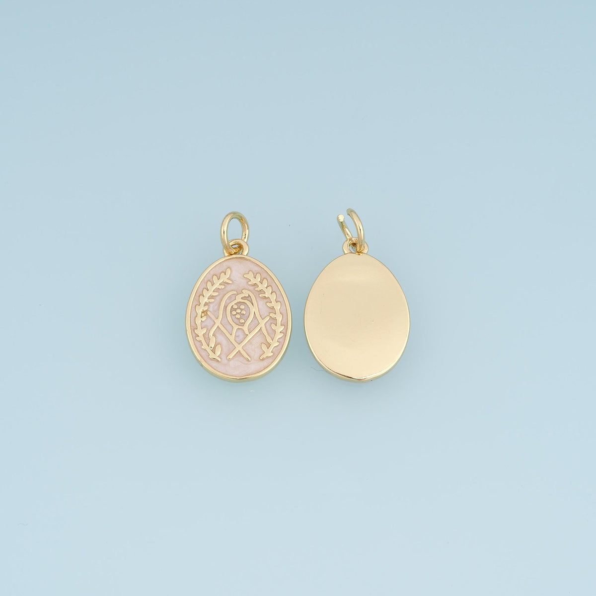 18K Gold Filled Enamel Oval Charm Pendant for Jewelry Making