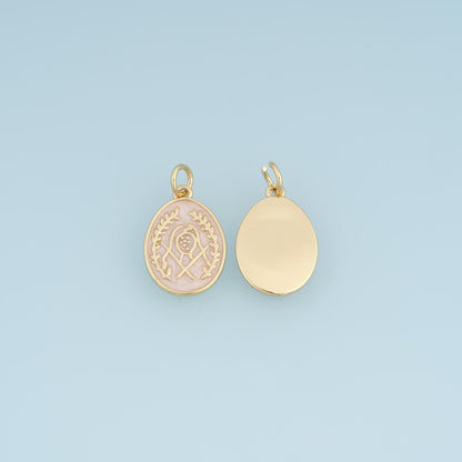 18K Gold Filled Enamel Oval Charm Pendant for Jewelry Making