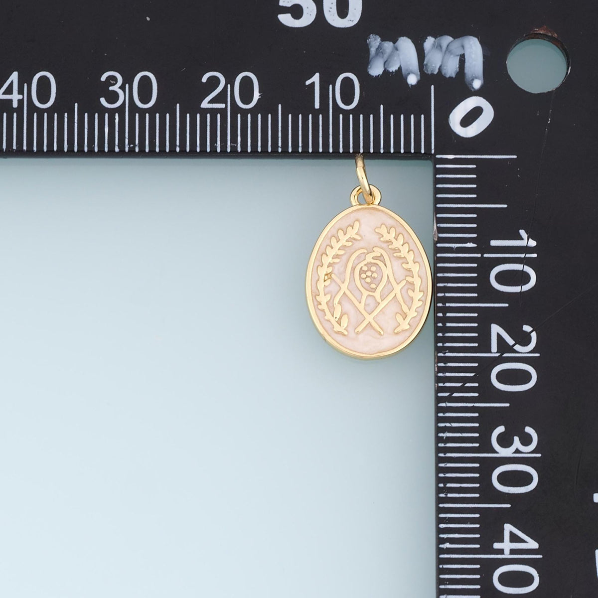 Gold Enamel Oval Pendant,18K Gold Filled Exquisite Charm Bracelet Necklace for DIY Jewelry Making Supply