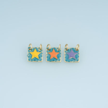 18K Gold Filled Enamel Star Connector for Jewelry Making