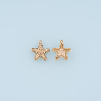 Grid Starfish Pendant,14K Gold Minimalist Charm DIY Charm for Necklace Bracelet Making