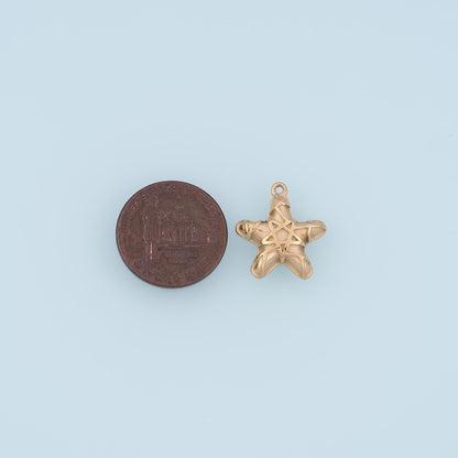 Grid Starfish Pendant,14K Gold Minimalist Charm DIY Charm for Necklace Bracelet Making