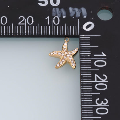 CZ Starfish Pendant,14K Gold Minimalist Charm DIY Charm for Necklace Bracelet Making