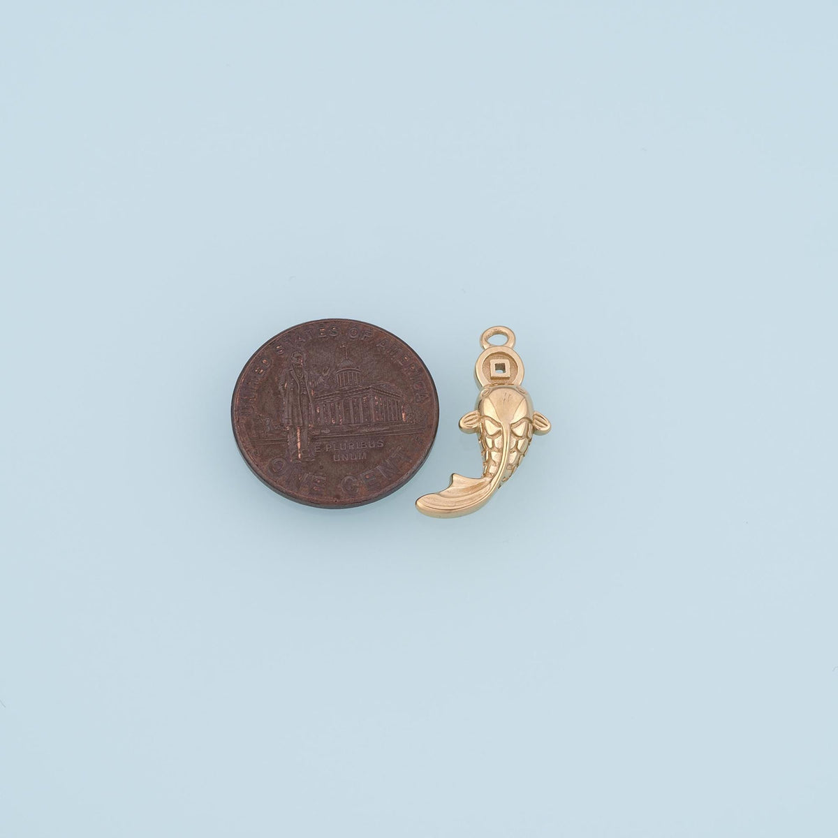 Copper coin Koi Fish Pendant,14K Gold Good Luck Pendant DIY Charm for Necklace Bracelet Making