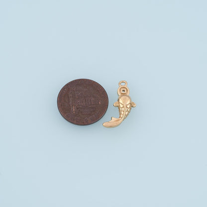 Copper coin Koi Fish Pendant,14K Gold Good Luck Pendant DIY Charm for Necklace Bracelet Making