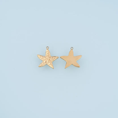 Flowers Texture Starfish Pendant,14K Gold Minimalist Pendant DIY Charm for Necklace Bracelet Making