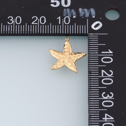 Flowers Texture Starfish Pendant,14K Gold Minimalist Pendant DIY Charm for Necklace Bracelet Making