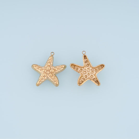 Raised Dot Texture Starfish Pendant,14K Gold Minimalist Pendant DIY Charm for Necklace Bracelet Making