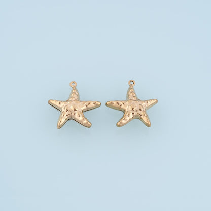 Hammered Texture Mirror Finish Starfish Pendant,14K Gold Minimalist Charm DIY Charm for Necklace Bracelet Making