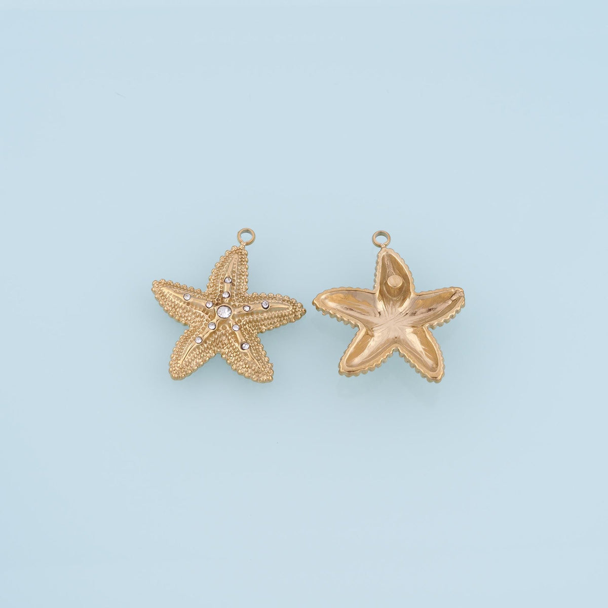 CZ Deep Sea Texture Starfish Pendant,14K Gold Minimalist Charm DIY Charm for Necklace Bracelet Making