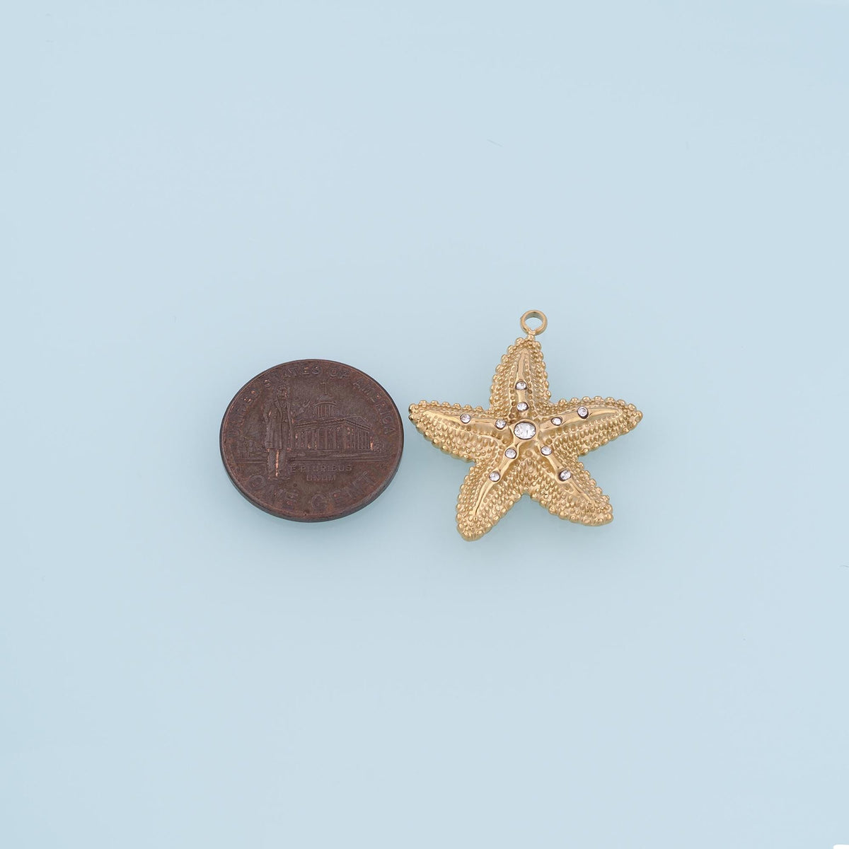 CZ Deep Sea Texture Starfish Pendant,14K Gold Minimalist Charm DIY Charm for Necklace Bracelet Making