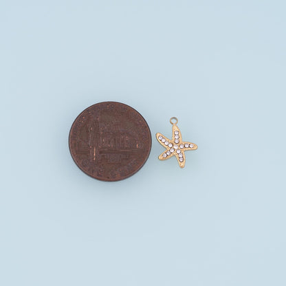 CZ Beckon Starfish Pendant,14K Gold Minimalist Charm DIY Charm for Necklace Bracelet Making