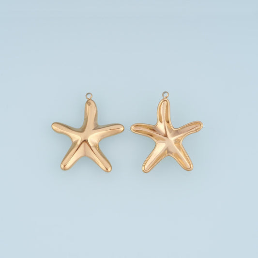 Rounded Smooth Surface Starfish Pendant,14K Gold Minimalist Charm DIY Charm for Necklace Bracelet Making