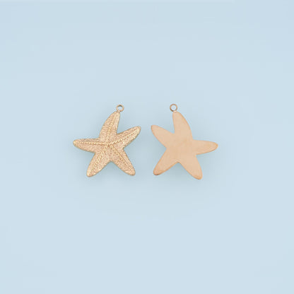 Scrolling Vine Pattern Starfish Pendant,14K Gold Minimalist Charm DIY Charm for Necklace Bracelet Making