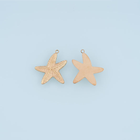 Scrolling Vine Pattern Starfish Pendant,14K Gold Minimalist Charm DIY Charm for Necklace Bracelet Making