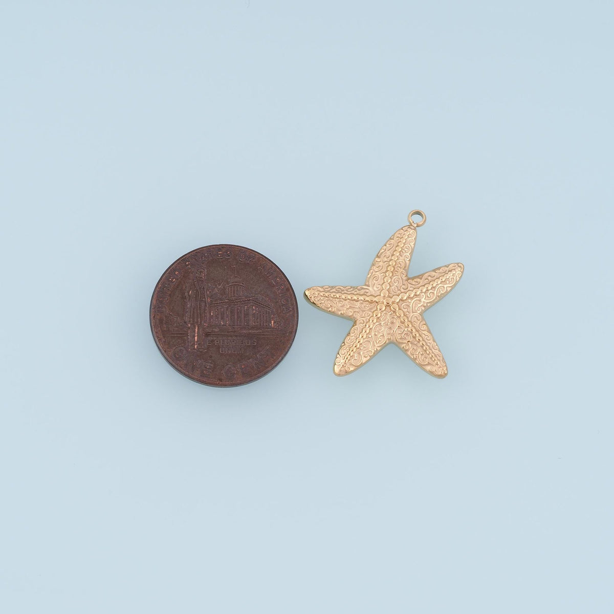 Scrolling Vine Pattern Starfish Pendant,14K Gold Minimalist Charm DIY Charm for Necklace Bracelet Making