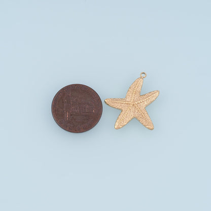 Scrolling Vine Pattern Starfish Pendant,14K Gold Minimalist Charm DIY Charm for Necklace Bracelet Making